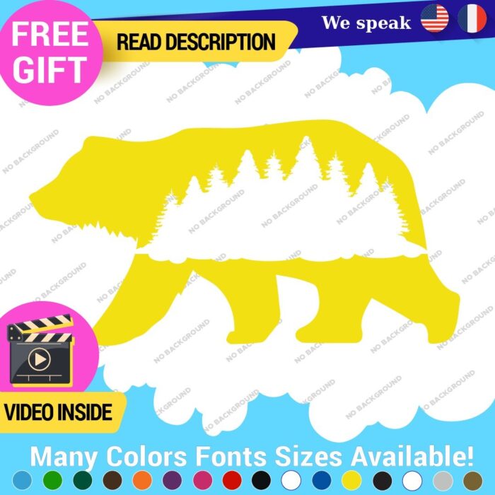 Bear Silhouette Decals Stickers Vinyl Forest Belly  Black Wild Animals - Image 15