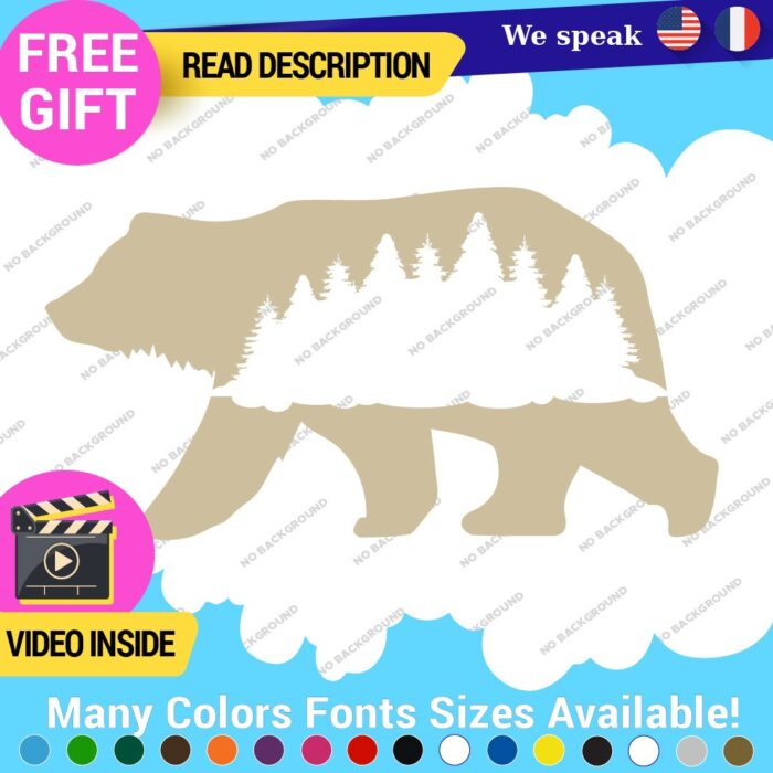 Bear Silhouette Decals Stickers Vinyl Forest Belly  Black Wild Animals - Image 23