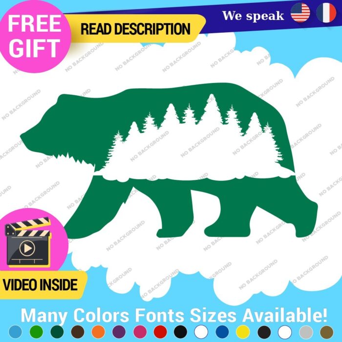 Bear Silhouette Decals Stickers Vinyl Forest Belly  Black Wild Animals - Image 20