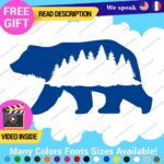 Bear Silhouette Decals Stickers Vinyl Forest Belly  Black Wild Animals - Image 19