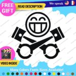 Cylinder Smiley Decals Stickers Vinyl Euro JDM  Low Ride Drift Car Mechanic V8