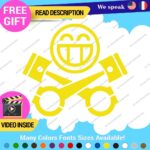 Cylinder Smiley Decals Stickers Vinyl Euro JDM  Low Ride Drift Car Mechanic V8 - Image 4
