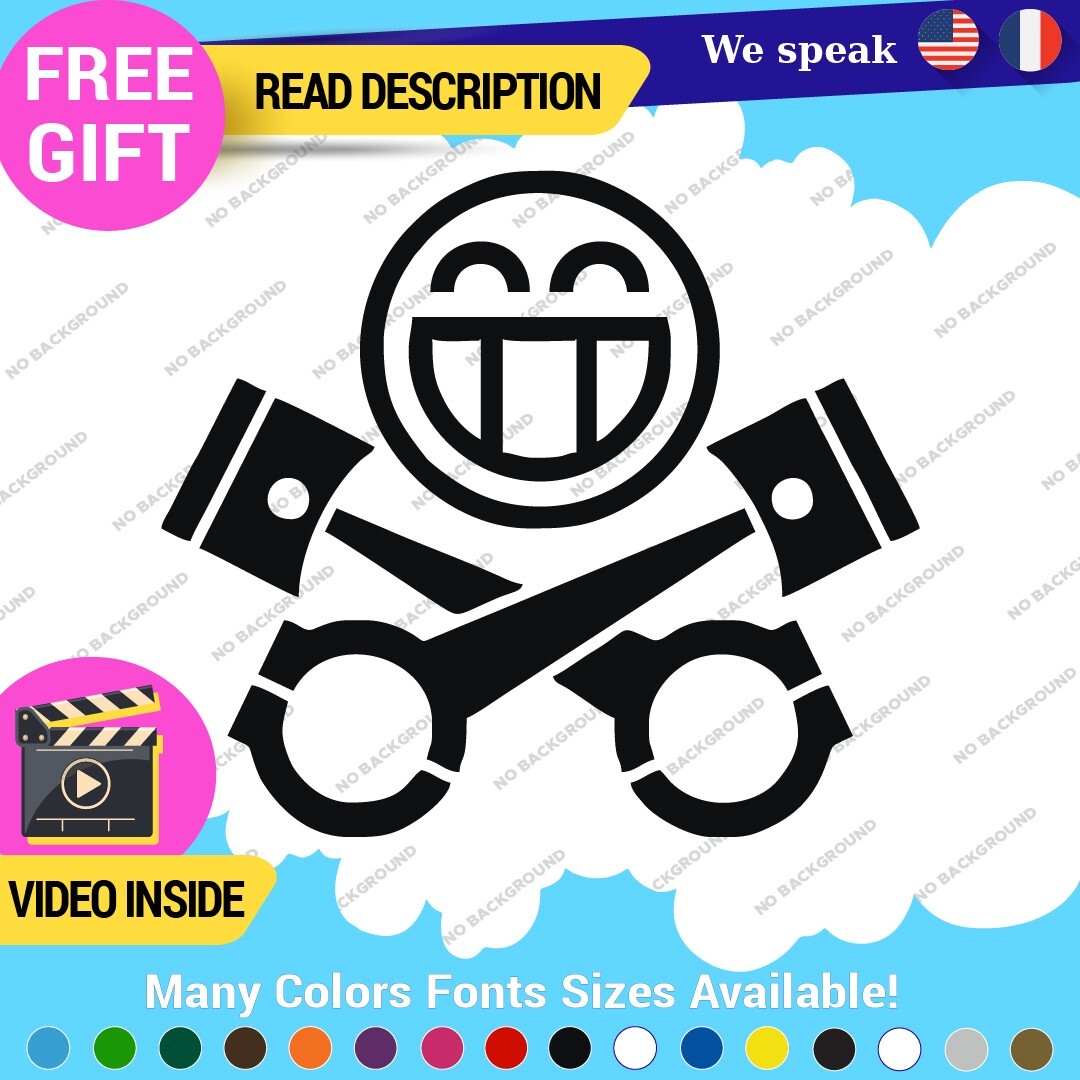 Cylinder Smiley Decals Stickers Vinyl Euro JDM Low Ride Drift Car Mechanic V8 297365740808 Cylinder Smiley Decals Stickers Vinyl Euro JDM Low Ride Drift Car Mechanic V8 - Image 1