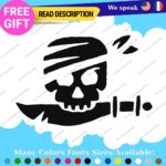 Jolly Roger Skull Sticker Decal Lego Pirate Boat Flag Crossbone Sword Sail Beach