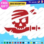 Jolly Roger Skull Sticker Decal Lego Pirate Boat Flag Crossbone Sword Sail Beach - Image 18