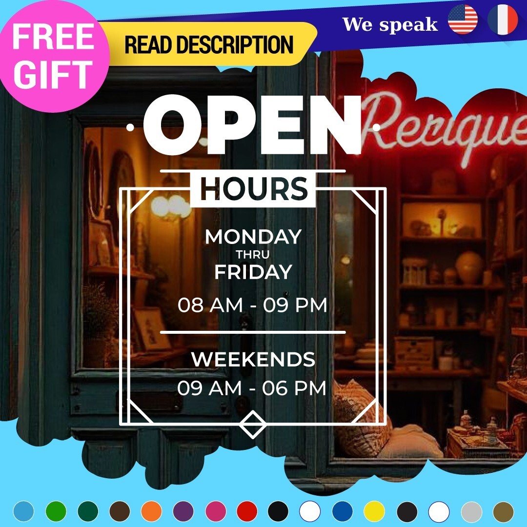Business Name Hours Sticker Decal Vinyl Tel Store Door Sign Cell Open Closed 297413636109 Business Name Hours Sticker Decal Vinyl Tel Store Door Sign Cell Open Closed - Image 1