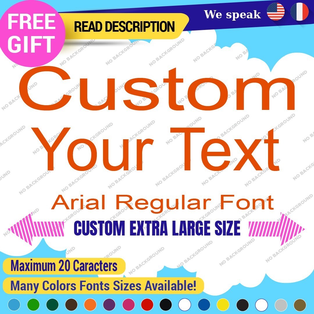 Extra Large Custom Text Name Arial Regular Fonts Lettering Decals Vinyl Stickers 297312426119 Extra Large Custom Text Name Arial Regular Fonts Lettering Decals Vinyl Stickers - Image 1