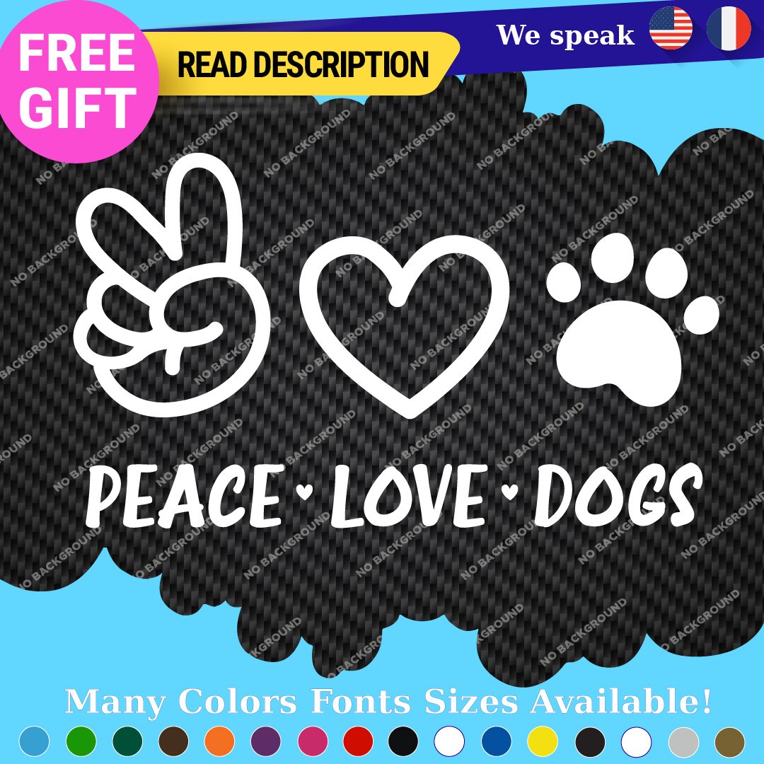 Dogs Love Peace Decals Stickers Vinyl Mom Pet Heart Rescue Adopt Lover Paws Oval 297309347429 Dogs Love Peace Decals Stickers Vinyl Mom Pet Heart Rescue Adopt Lover Paws Oval - Image 1