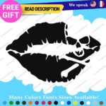 Lips Skull Pirate Decals Stickers Vinyl Crossbones Kiss Jolly Carribean Flag