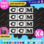 QTY:4 Fits CCM Hockey Decals Stickers Vinyl Classic Vintage Helmet Ice Skate Ga